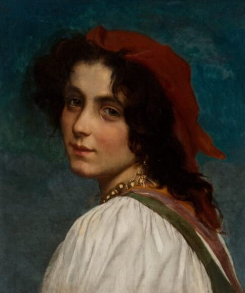 Cuadro en lienzo Leon Bazile Perrault pintura Señorita para decorativos de oficina 60x90cm