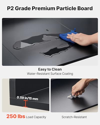VEVOR Arbeitsplatte für Waschmaschine & Trockner (137 x 69,9 cm) mit Haken & Ablage, zur Organisation und Aufbewahrung im Wäscheschrank Speisekammer Küchentheke, bis 113 kg Belastbar, Schwarz