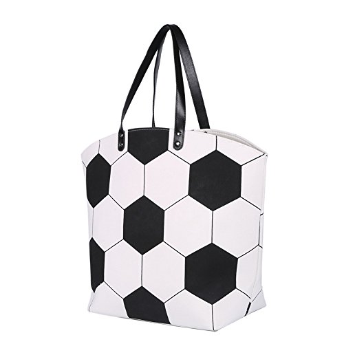 E-FirstFeeling Large Soccer Tote Bag Sports Prints Utility Tote Soccer Mom Handbag Travel