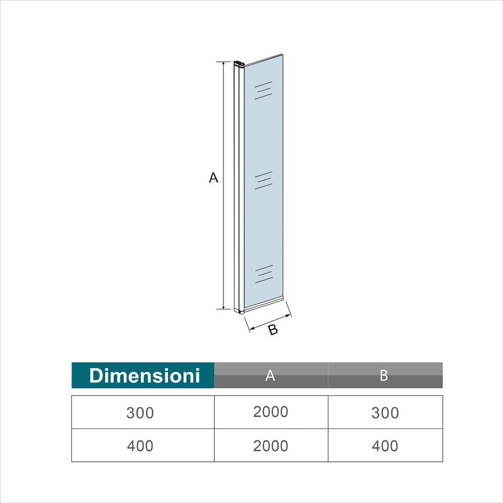 Doccia Walk In 30x200cm Paretina Movibile Paraspruzzo Vetro 8mm