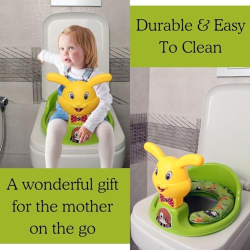 Image of Nabhya Kids Toilet Trainer Baby Potty Seat With Rabbit Handle And Back Support Toilet Seat For Girls & Boys (Green)