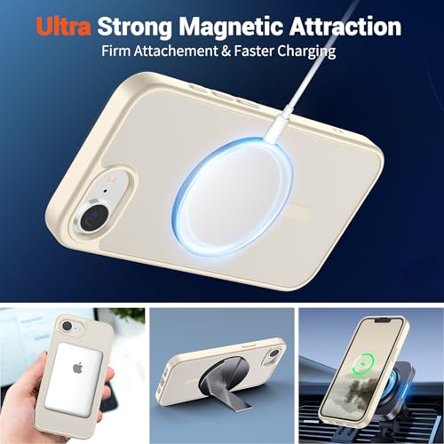 Image of SUPFINE Magnetic for iPhone 17e Case /iPhone 16e Case (Compatible with MagSafe)(Military Grade Drop Protection) Slim Translucent Matte Shockproof with Anti-Fingerprint Phone Case,Antique White