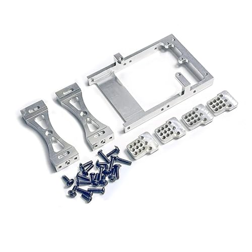 Metal Servo Mount Bracket Beam Crossbeam Shock Mount for WPL C14 C24 B14 B24 1/16 RC Car Kit(Silver)