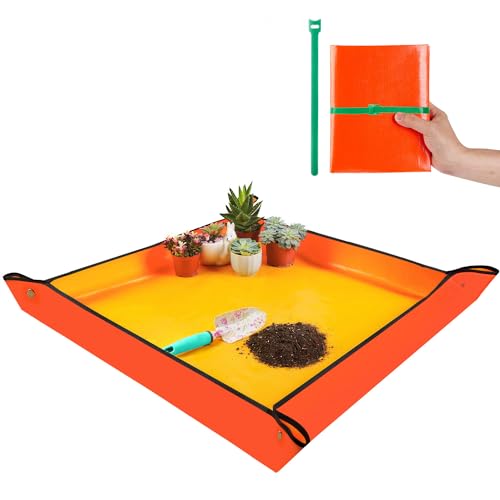 Image of Extra Large Repotting Mat for Indoor Plants Transplanting and Potting Mix Mess Control, 39.5 inch X 39.5 inch Portable Gardening Tray Plant Planting Potting Mat Garden Gifts for Women Grandma Birthday Gift