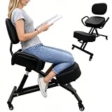 Ergonomic Kneeling Chair with Adjustable Height Knee Pads, Posture Correcting Chair for Home & Office, Black, 55–65 cm (21.6–25.6") Seat Height