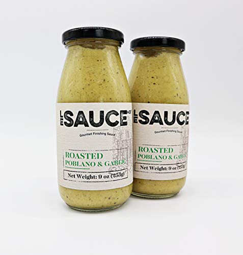 Le Sauce Gourmet Roasted Poblano & Garlic Finishing Sauce, great on chicken, panko pork chops, fish, vegetables, foodie gift (2-Pack)