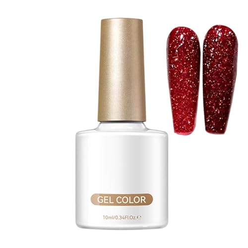 Image of Shimmer Nail Gel 10 ml Glitter Red Long Lasting Shimmer UV