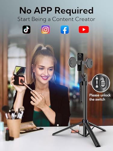 70.9" Auto Face Tracking Tripod 360° Rotation w/Light for iPhone & Android,No App Needed,w/ Remote Control - image 2