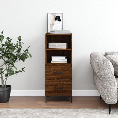 Lalfkkii Aparador tipo buffet de diseño sencillo y práctico para salones, dormitorios u oficinas, armario de almacenamiento, decoración de interiores, mueble de entrada, roble marrón, 34,5 x 34 x 90