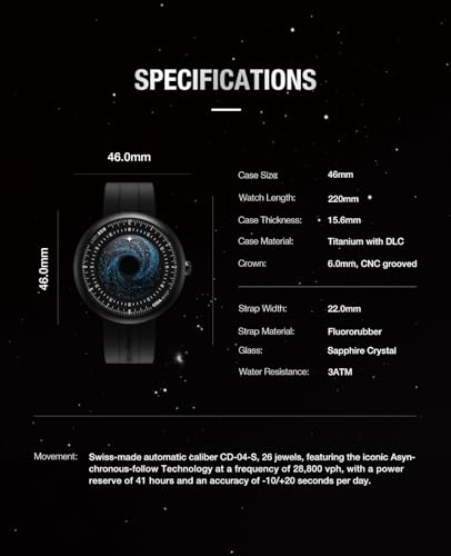 Image of CIGA Design Mechanical Automatic Watch Blue Planet U Series Stainless Steel /Titanium /Ceramics Case Sapphire Crystal Fluororubber /Ceramics Strap Watches Gifts for Men and Women