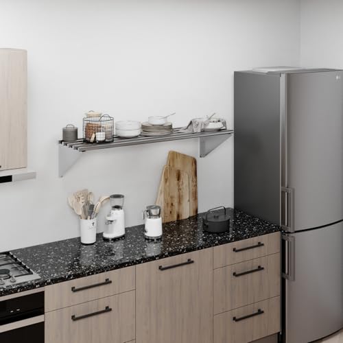 Image of AmGood 14 in. x 48 in. NSF Stainless Steel Tubular Wall Shelf | Heavy-Duty Metal Shelving for Appliances & Equipment | Ideal for Kitchen, Restaurant, Garage, Laundry, Utility Room