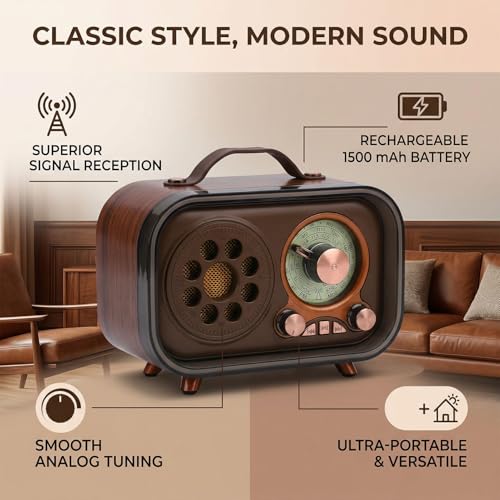 Radio portátil retro Zopsc AM FM SW recargable miniatura 5