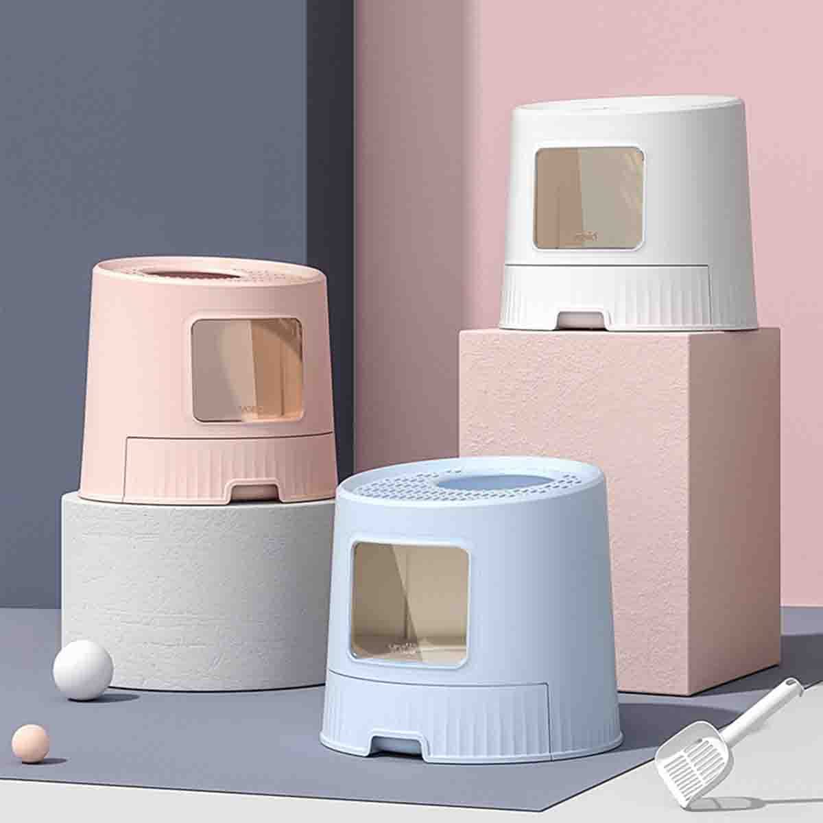 Katzentoilette, extra große mit Deckel, vollständig geschlossenes Einstieg von oben, auslaufsichere Schublade und