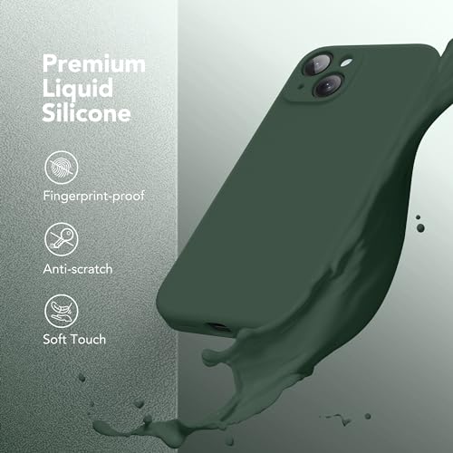 Image of Magnetic for iPhone 14 Case, Compatible with MagSafe, [Full Camera Protection][Screen Protector] Silicone Shockproof Protective Phone Case for iPhone 14 6.1 inch, Alpine Green