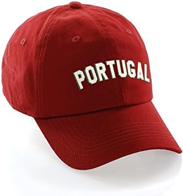 International World Sports Countries Baseball Hat Layered PVC Letters Strapback, Portugal Red Green White