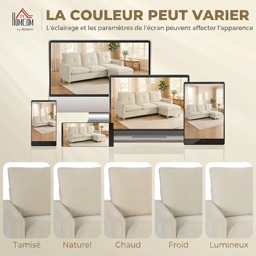 Canapé d’angle modulable 3 places avec rangement HOMCOM
