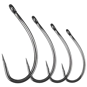 Luroad 50pcs hameçon de pêche aux Yeux Grossiers de Carpe sans ardillon Taille 2, 4, 6, 8, 10, Disponible en hameçon à…
