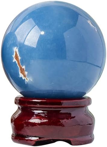 Crystal Ball Round Blue Fluorite Clear Quartz Luck Fortune Telling,40~45mm