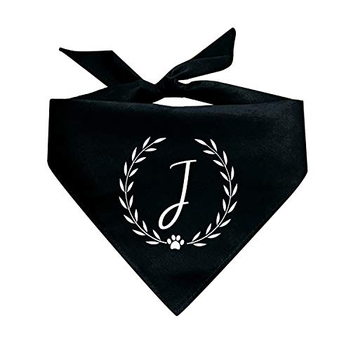 Tees & Tails Monogram Letter J Personalized Dog Bandana (Assorted Dolors)