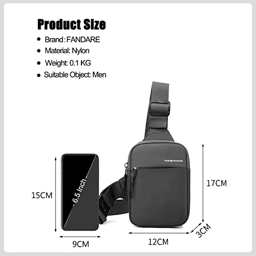 FANDARE Ultralight Sling Bags Chest Pack Crossbody Bags One Strap Rucksack Shoulder Bag for Men Sling Backpack Travel Hiking Sport Gym Daypacks Waterproof Nylon Grey - Image 3