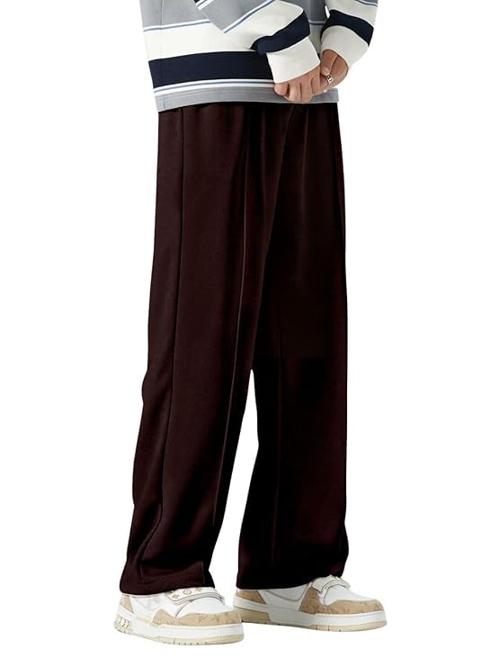 savayo Cream Men’s Flared Track Pants | Loose Fit Bootcut Trousers | Stylish Korean-Inspired Track Pants | Casual Wear | Men’s Trousers | Baggy Style Men-picture-20
