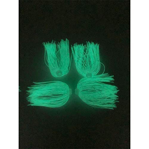 Lonkiktik 10Pcs 100 Strand Fast Change Silicone Jig Skirts Spinner Bait Skirts Diy Rubber Jig Lures Skirt Buzzbaits Spoon Blade Squid Skirt Part, Fly Tying (Luminous White With Green Piont) #TOP2