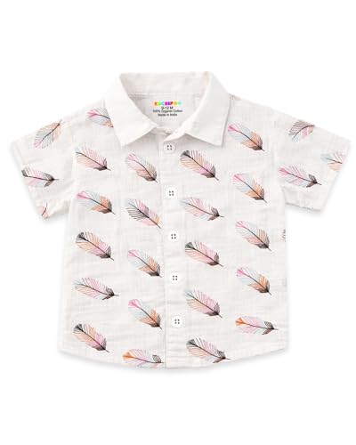 Image of Kuchipoo Boys 100% Muslin Organic Cotton Co-Ord Set | Printed Half Sleeve Shirt & Shorts | Soft Breathable Fabric | Casual Summer Wear | Boys Stylish Outfit