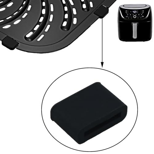 12 unidades de amortiguadores de goma reemplazables para bandeja de freidora 0.67x0.47x0.24 pulgadas, accesorios negros para 4QT 6QT 8QT, hechos de silicona alimentaria resistente a altas temperaturas miniatura 4