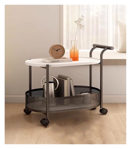 Genérico Carrito de Almacenamiento for el hogar de 2 Capas, Mesa de Centro pequeña móvil con asa, Carrito de Almacenamiento for Cocina, baño, Sala de Estar(Black)