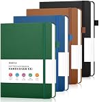 Bullet Dotted Journal Notebook 4 Pack: 160 Pages Per Pack, A5 Medium Size(5.75" × 8.38"), 120 GSM Thick Paper, Leather Dotted Notebook, Hardcover Dot Grid Notebook, Dot Journal for Wrting, Gift