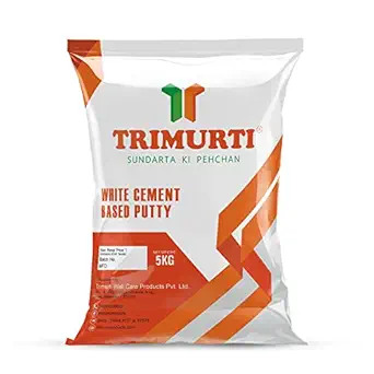 Trimurti White Cement Based Wall Putty - Putty for Ceilings, Interior & Exterior Walls, White Cement Putty Powder (5 KG Packet)