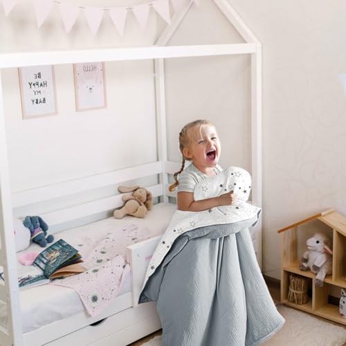 lulumoon Musselin Kinderbettwäsche 100x135: Bettbezug 100x135 + Kissenbezug 40x60cm aus Baumwolle Oeko-TEX Standard – Leicht und Komfortabel Bettwäsche Set für Baby Kinder