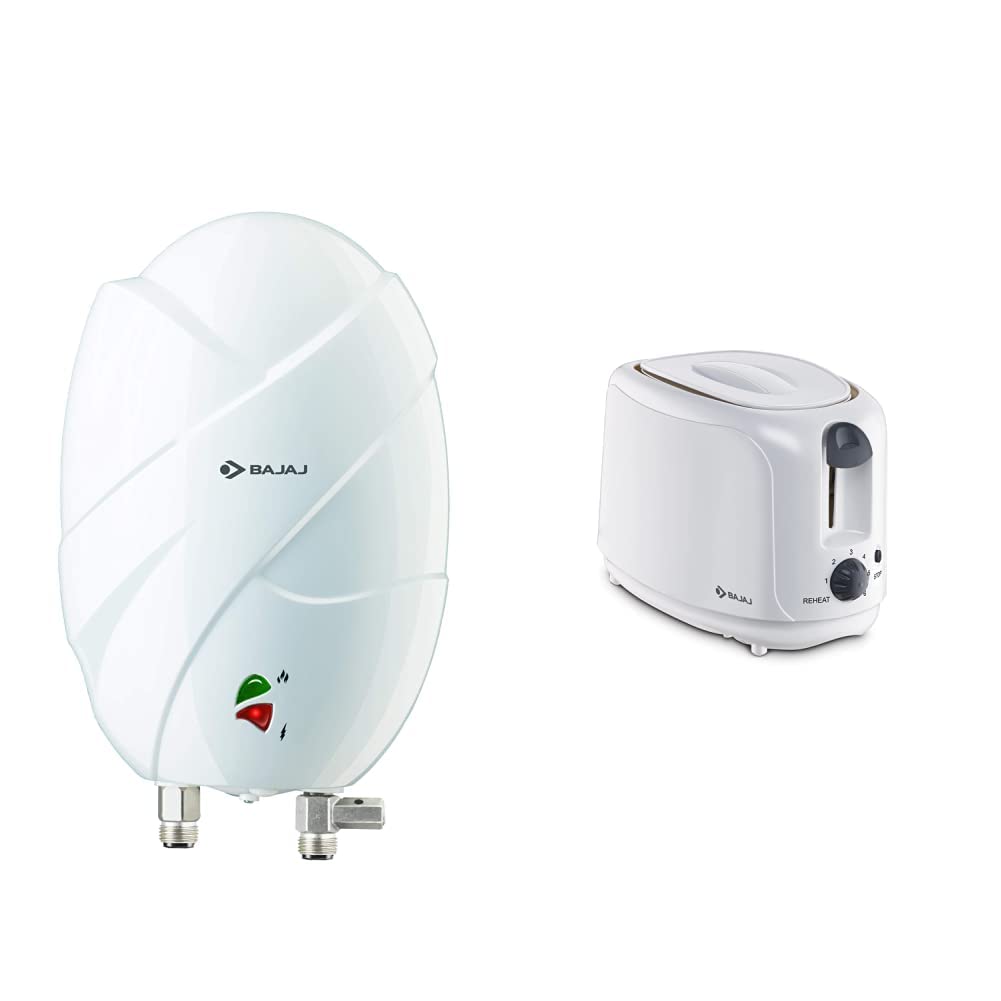 Buy Bajaj Flora Instant 3 Litre Vertical Water Heater, White u0026 ATX 4  750-Watt Pop-up Toaster (White) Combo Online at Low Prices in India -  Amazon.in