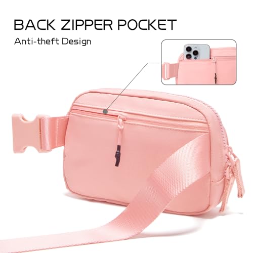 Image of Belt Bag for Women Two-Way Zipper Cross Body Fanny Pack Fashion Waist Packs Everywhere Belt Bag with Adjustable Strap Gifts for Teen Girls Women Men (Light Pink)