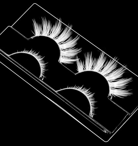 White Eyelashes White Lashes for Christmas & Anime Events Fluffy Manga Style False Eyelashes with Invisible Band Japanese Style Makeup Accessories for Party & Photo Shoots