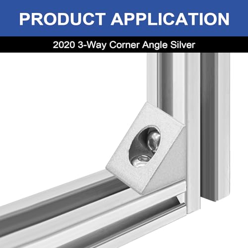 Image of 12pcs 2020 2-Way Corner Angle Bracket Connector 2020 Extrusion Hardware T-Slot V-Slot Accessories with Screws and Nuts for 2020 Aluminum Extrusion Connector 3D Printer Accessories Silver