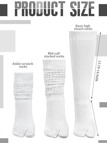 3 Pairs Flip Flop Socks Slouch Scrunch Tabi Split Toe Japanese Long Knit Socks for Women(3