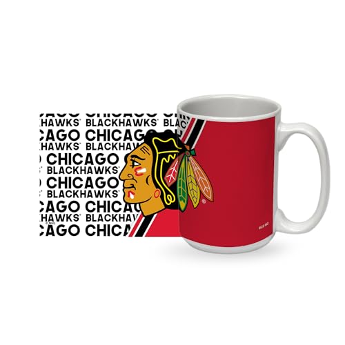 Rico Industries NHL Hockey Chicago Blackhawks 15 oz White Ceramic Mug