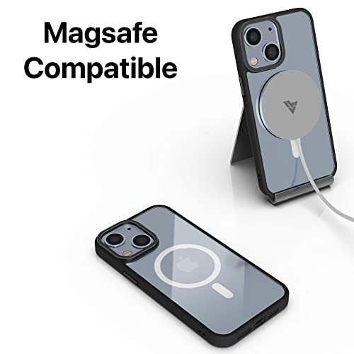Image of Vaku Luxos Clear Armor MagPro for iPhone 14 Plus Cover Case, Shockproof, Scratch Resistant, Slim, Thin, Military-Grade Metal Ring Camera Protection, Compatible with MagSafe Back Cover - Black