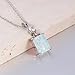 CiNily White Opal Necklaces for Women Dainty 14K White Gold Plated Created Opal Pendant Necklace Simple Round Gem Rectangular Opal Jewelry Gift