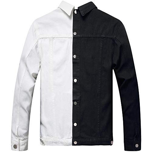 LZLER Jean Jacket for Men,Separable Left&Right Ripped Slim Fit Mens Denim Jacket2