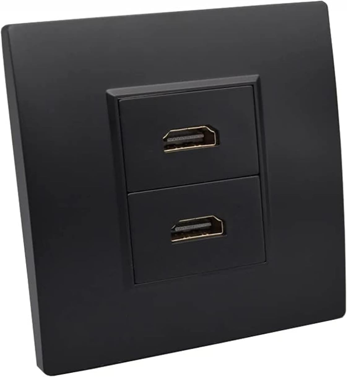 DKURVE Black Faceplate With Female HDMI Plug L Shape HDMI Socket Wall Outlet Panel ® (2 Port)