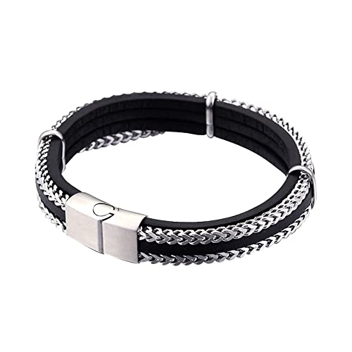 Bracelet Cuir KnSam 21cm : Fini les Bijoux qui Rouillent, Optez pour l'Acier