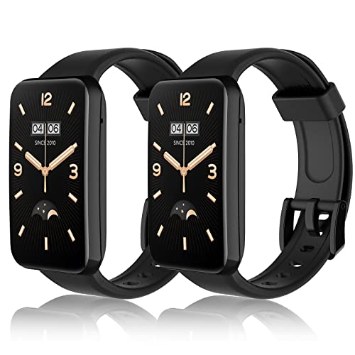 WD&CD 2 Pack Correa de Silicona Compatible con Xiaomi Mi Band 7 Pro, Pulsera Compatible para Mi Band 7 Pro, Muñequera Ajustable Banda de Reloj para Mi Band 7 Pro (Negro + Negro)