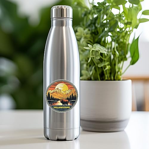Image of Yellowstone National Park Sticker - Waterproof Vinyl Decal for Car Bumper, Laptop, Luggage, Water Bottle, Wall, and Window, Size - 3'' X 3''