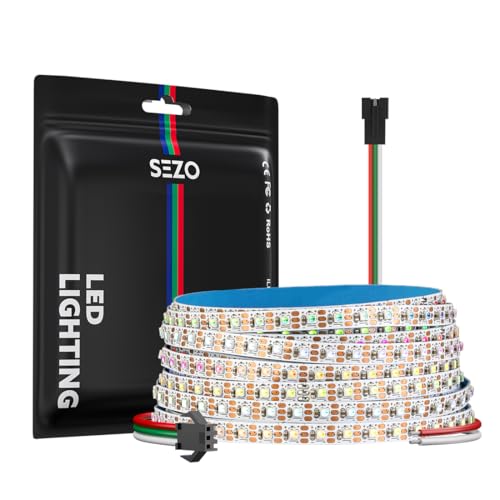 Image of SEZO WS2812B IC RGB LED Strip Lights 5mm Width Ultra Narrow Individually Addressable RGB LED 160 LEDs /m 13.1ft DC5V 2020SMD Dream Full Color Flexible Tape IP30 (No Adapter or Controller)