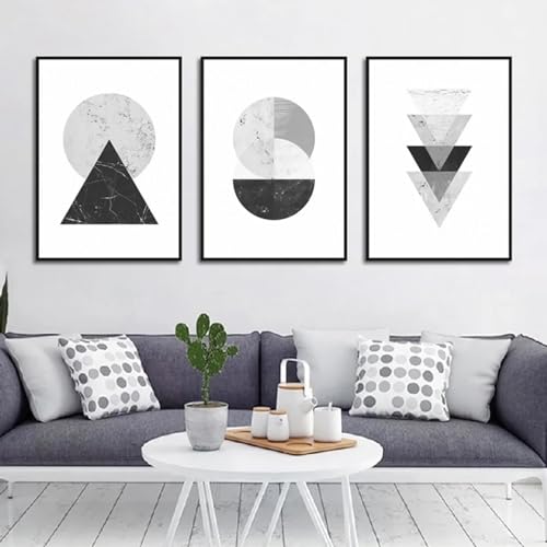 Impression sur toile pour habiller un grand mur vide salon triptyque géométrique