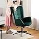 Modern Velvet Armchair with Adjustable Height and Swivel Base - Tufted Upholstery and High Backrest for Living Room Office Bedroom, Green, 70x80x100cm
