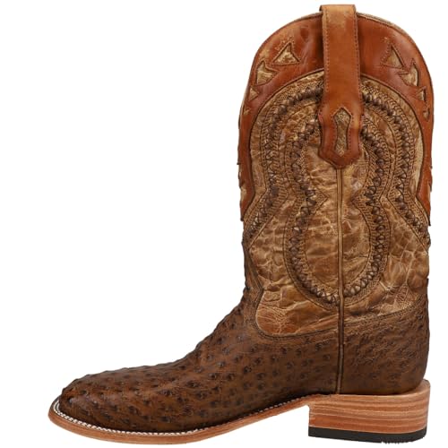 CORRAL MEN'S ORIX OSTRICH OVERLAY & EMBROIDERY & WOVEN SQ. TOE, LEATHER WITH RUBBER INSERT SOLE, WESTERN A40083
