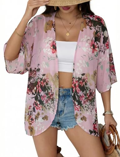 Image of Chunoy Women Summer Beach Wear Cover Up Chiffon Kimono Cardigan Open Front Blouse Top